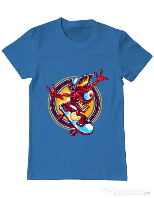 Tricou ADLER barbat Cali skate Albastru azuriu