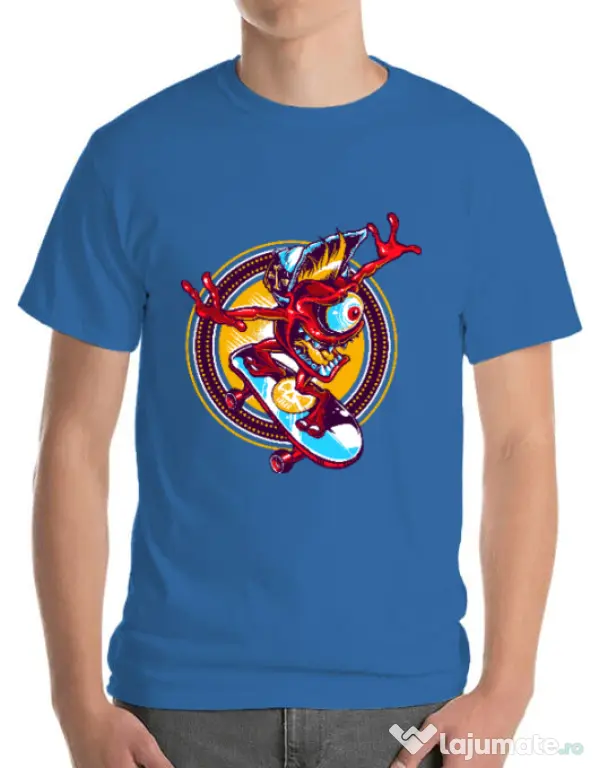 Tricou ADLER barbat Cali skate Albastru azuriu