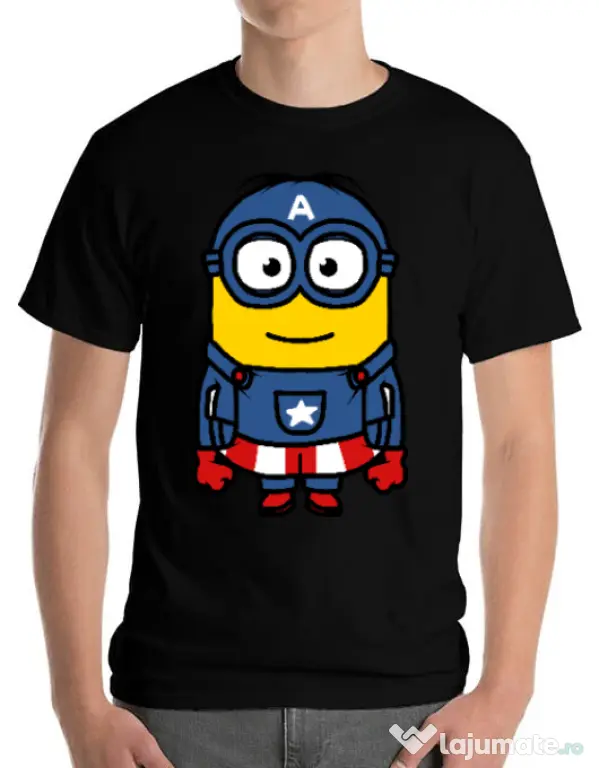 Tricou ADLER barbat Captain minion Negru