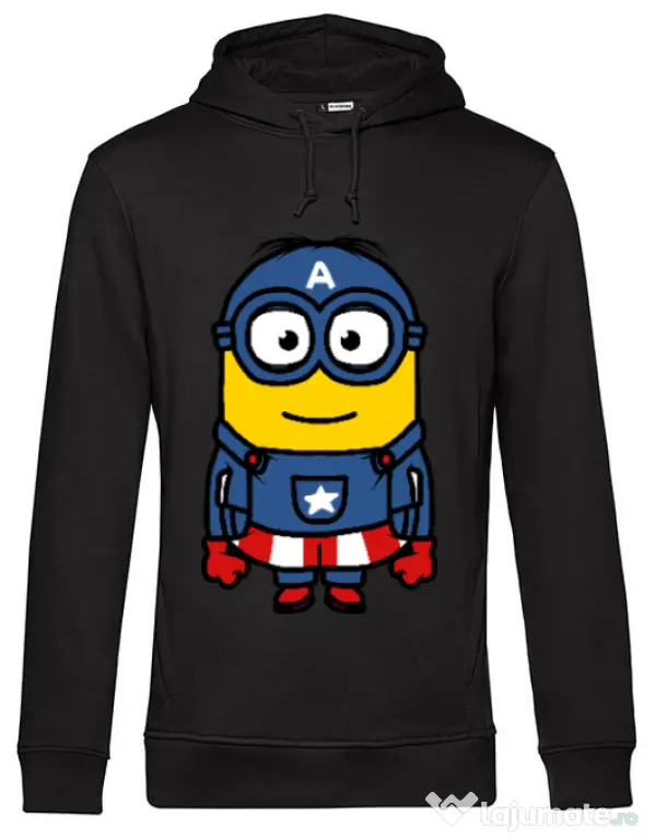 Hoodie barbat cu gluga Captain minion Negru