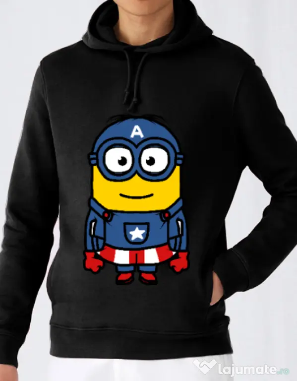 Hoodie barbat cu gluga Captain minion Negru