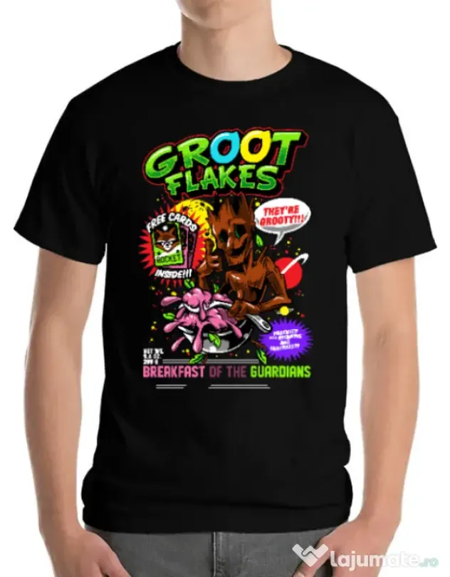 Tricou ADLER barbat Groot flakes Negru