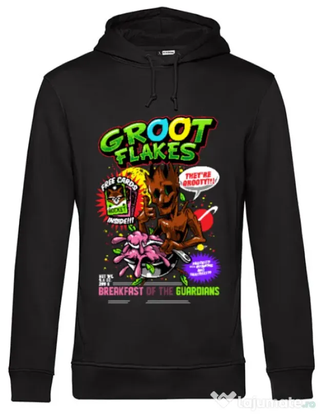 Hoodie barbat cu gluga Groot flakes Negru