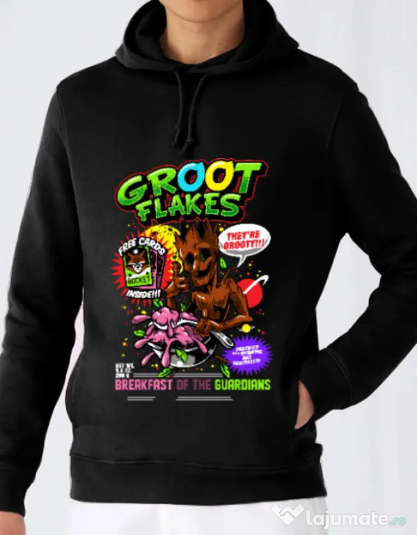 Hoodie barbat cu gluga Groot flakes Negru