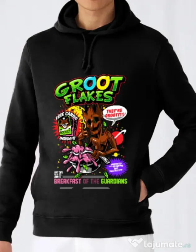Hoodie barbat cu gluga Groot flakes Negru
