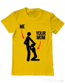 Tricou ADLER barbat Me your mom Galben