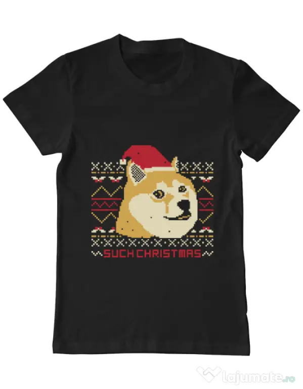 Tricou ADLER barbat Doge christmas Negru
