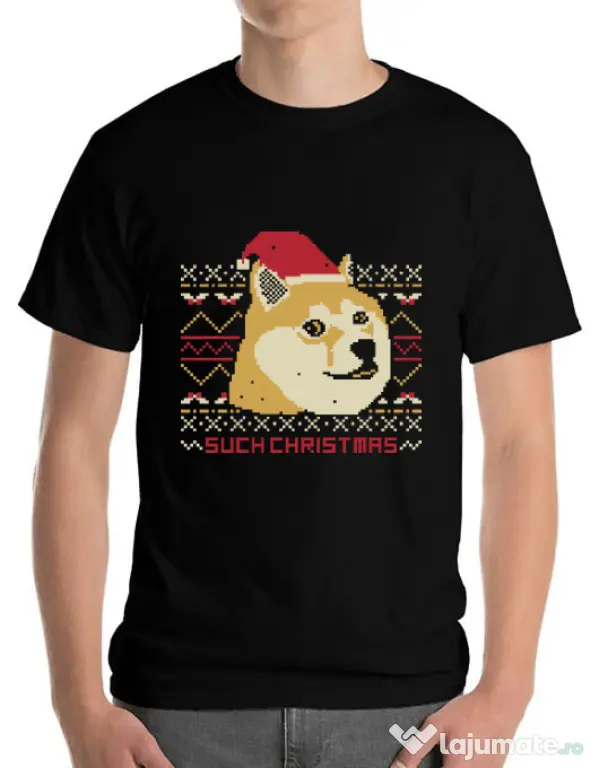 Tricou ADLER barbat Doge christmas Negru