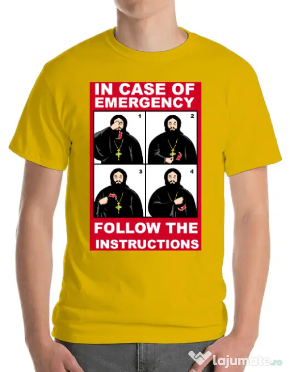 Tricou ADLER barbat In case of emergency Galben