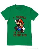 Tricou ADLER barbat I scored in the eighties Verde mediu