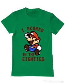 Tricou ADLER barbat I scored in the eighties Verde mediu
