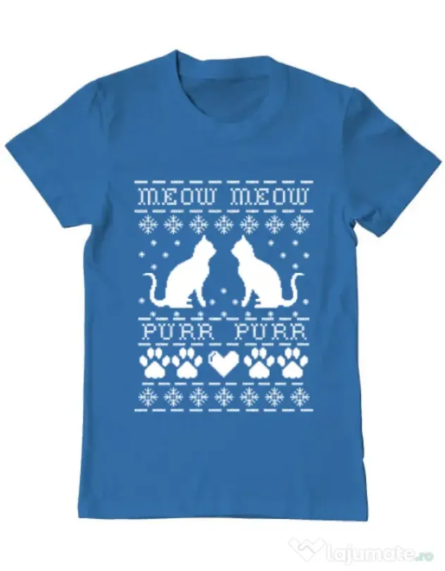 Tricou ADLER barbat Meow purr Albastru azuriu