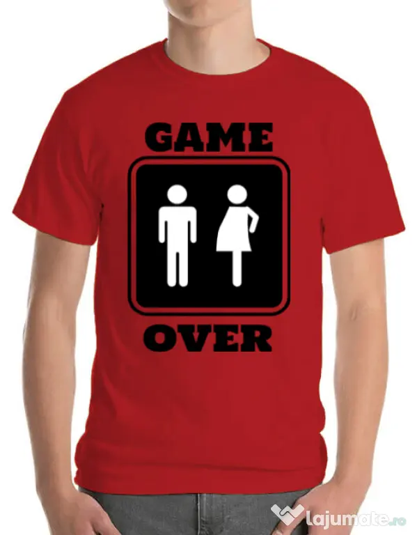 Tricou ADLER barbat Game over pregnant Rosu