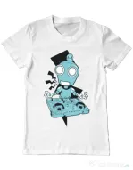 Tricou ADLER barbat Dj robot Alb