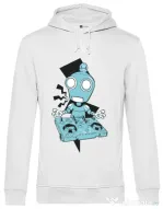 Hoodie barbat cu gluga Dj robot Alb