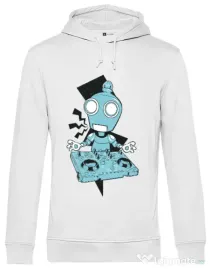 Hoodie barbat cu gluga Dj robot Alb