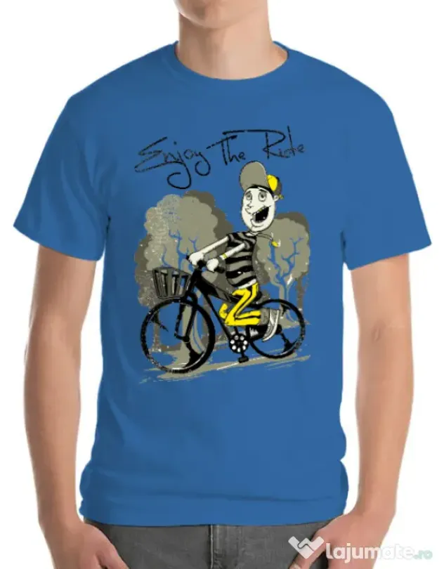 Tricou ADLER barbat Enjoy the ride Albastru azuriu