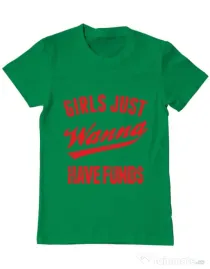 Tricou ADLER barbat Girls wanna have funds Verde mediu