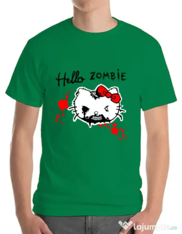 Tricou ADLER barbat Hello zombie Verde mediu
