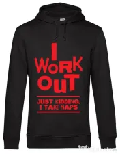 Hoodie barbat cu gluga I work out Negru 