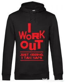 Hoodie barbat cu gluga I work out Negru