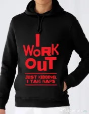 Hoodie barbat cu gluga I work out Negru 