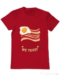 Tricou ADLER barbat In bacon we trust Rosu