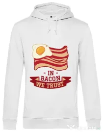 Hoodie barbat cu gluga In bacon we trust Alb
