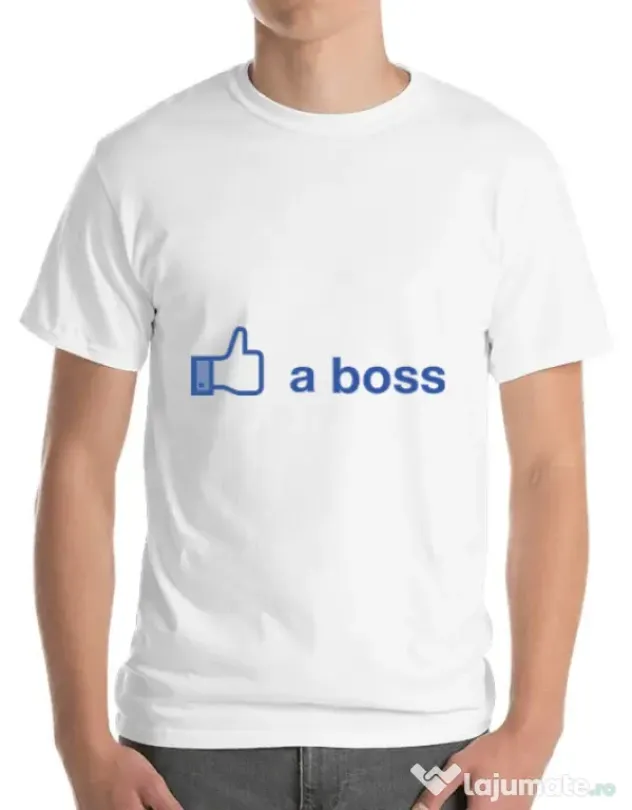 Tricou ADLER barbat Like a boss Facebook Alb