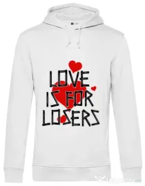 Hoodie barbat cu gluga Love is for losers Alb