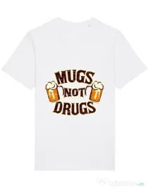 Tricou STANLEY STELLA barbat Mugs not drugs Alb