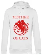 Hoodie barbat cu gluga Mother of cats Alb