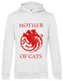 Hoodie barbat cu gluga Mother of cats Alb