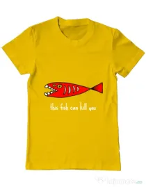 Tricou ADLER barbat This fish can kill you Galben
