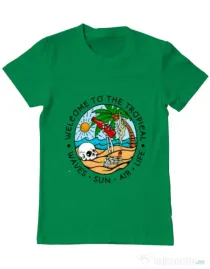 Tricou ADLER barbat Welcome to the tropical Verde mediu