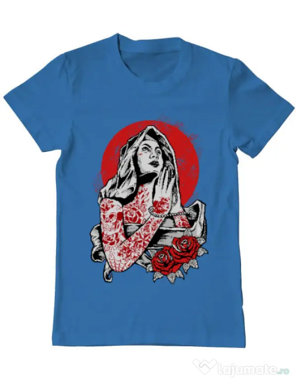Tricou ADLER barbat Virgin Mary Albastru azuriu