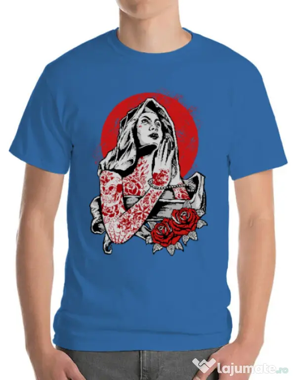 Tricou ADLER barbat Virgin Mary Albastru azuriu