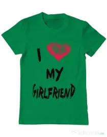 Tricou ADLER barbat I love my girlfriend Verde mediu