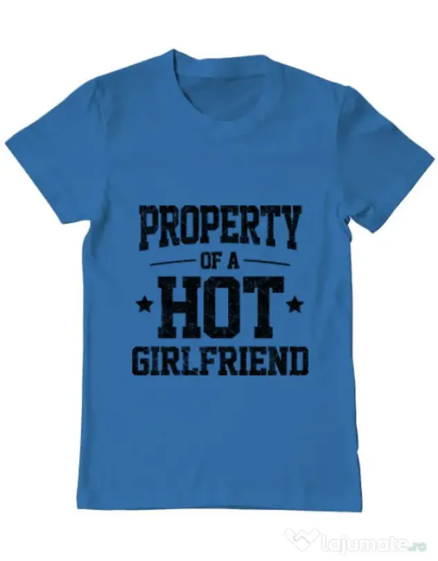 Tricou ADLER barbat Property of a hot girlfriend Albastru azuriu