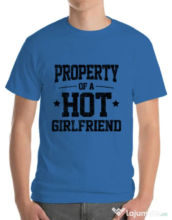 Tricou ADLER barbat Property of a hot girlfriend Albastru azuriu