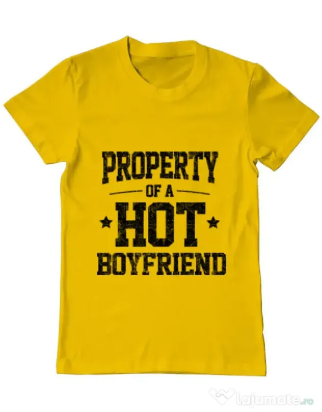 Tricou ADLER barbat Property of a hot boyfriend Galben