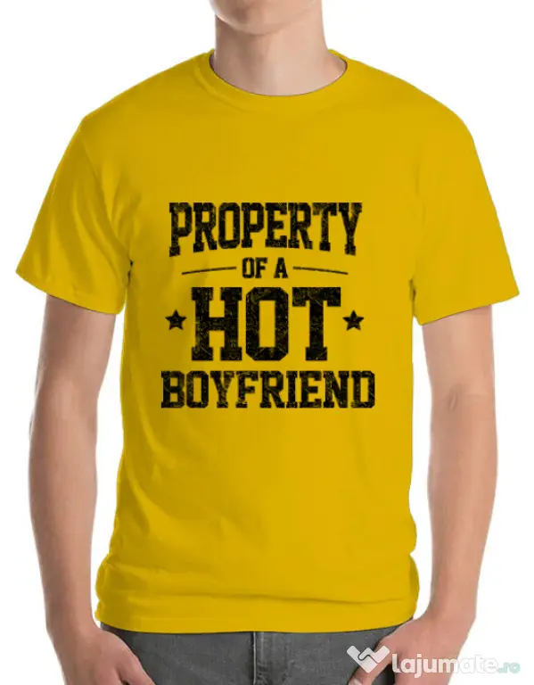 Tricou ADLER barbat Property of a hot boyfriend Galben