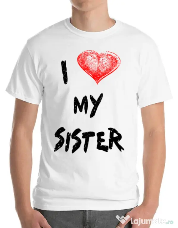Tricou ADLER barbat I love my sister Alb