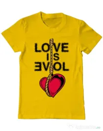 Tricou ADLER barbat Love is evil Galben