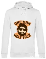 Hoodie barbat cu gluga One man wolf pack Alb