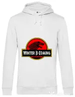 Hoodie barbat cu gluga Jurassic winter Alb