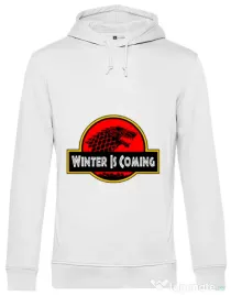 Hoodie barbat cu gluga Jurassic winter Alb