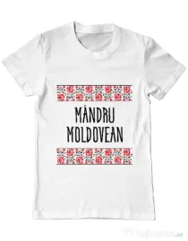 Tricou ADLER barbat Mandru moldovean Alb