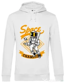 Hoodie barbat cu gluga Space champion Alb