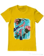 Tricou ADLER barbat High Heels and roses Galben
